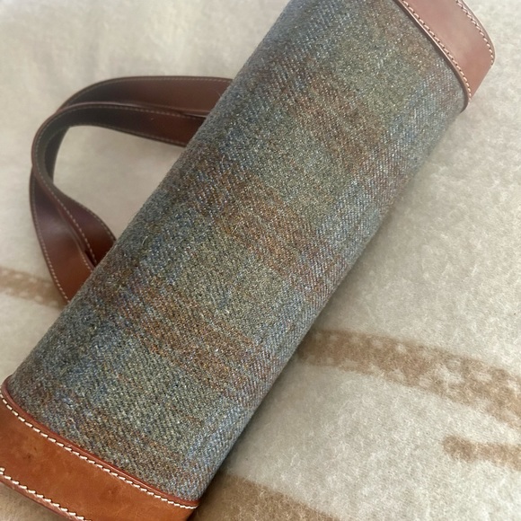 Rare Loro Piana Brown & Plaid Blue Leather Handbag - Picture 11 of 15